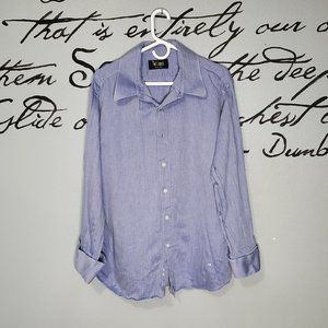 Nick Lopez Mens Light Blue Herringbone Tailored Dress Shirt, L/Xl